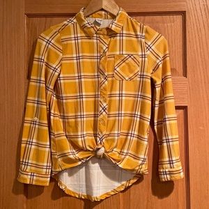WALLFLOWER GIRL plaid shirt knot front size M 10/12 EUC
